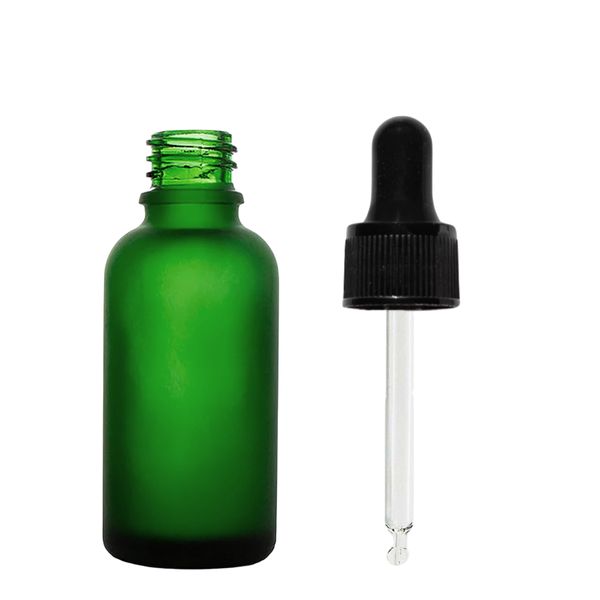 30ml matně zelená skleněná lahvička s černou pipetou