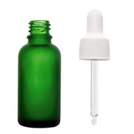 50 ml matně zelená skleněná lahvička s kapátkem a bílou pipetou