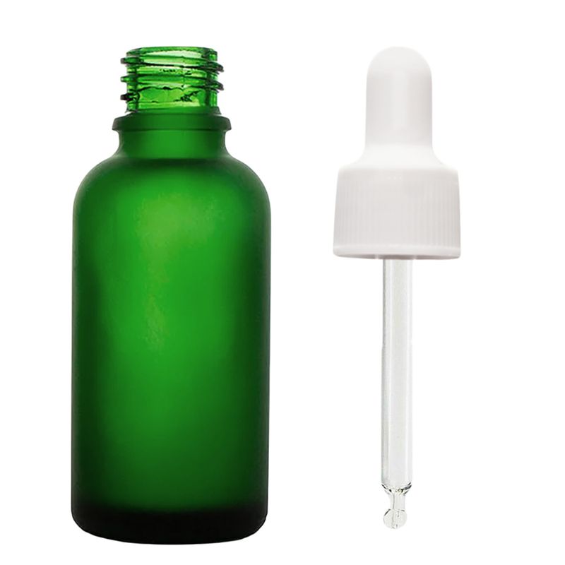 100 ml matně zelené skleněné lahvičky s bílou pipetou