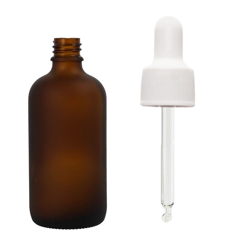50 ml matně jantarová skleněná lahvička s bílou pipetou