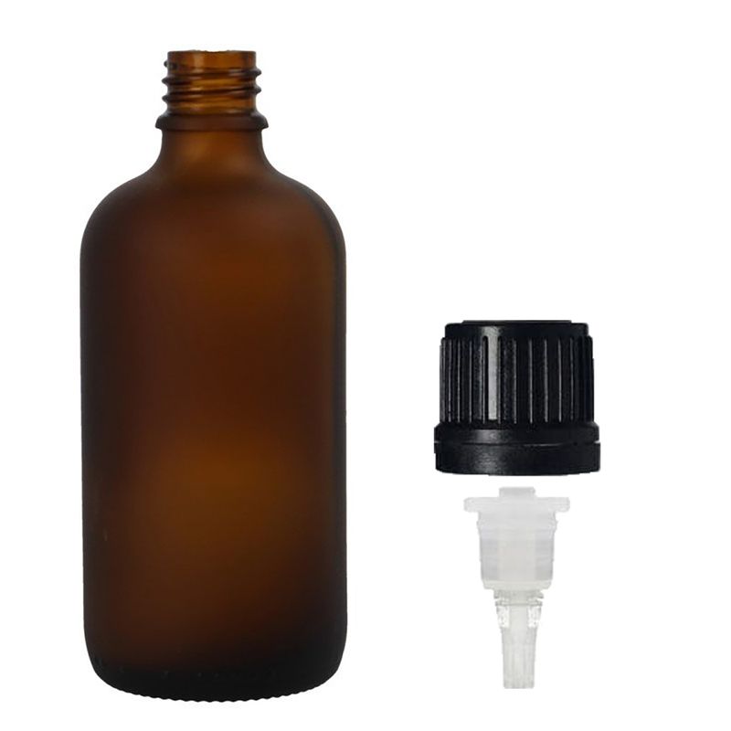 100 ml matně jantarová skleněná lahvička s kapátkovým uzávěrem