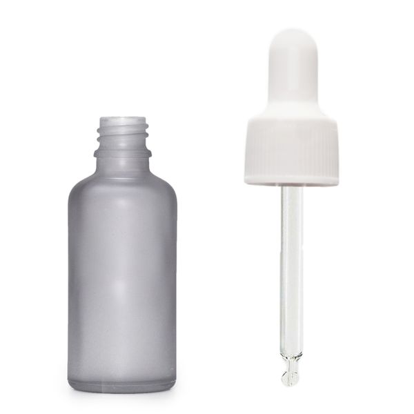 10ml Skleněná Láhev z Matně Šedého Skla s Bílou Pipetou