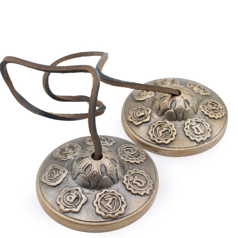 Prémiová mosazná tibetská Tingsha - Sedm čaker - cca 7 cm (255 g)