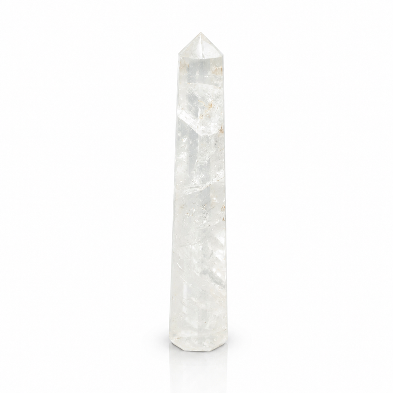 Drahokamový šestistranný obelisk s špičkami, cca 17 cm - čirý křemen