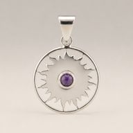 Indické duchovní přívěsky - postříbřený (45 cm šňůra) - Sun Worship Amethyst