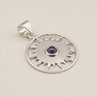 Indické duchovní přívěsky - postříbřený (45 cm šňůra) - Sun Worship Amethyst