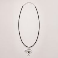 Indické modlitební přívěsky - postříbřený (45 cm šňůra) - Cleopatra Eye - iolit