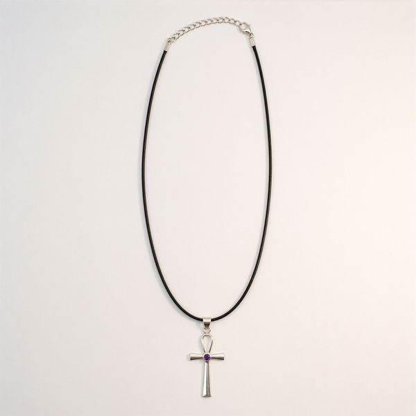 Indické duchovní přívěsky - stříbrně pokovené (45 cm šňůra) - Ankh symbol věčného života