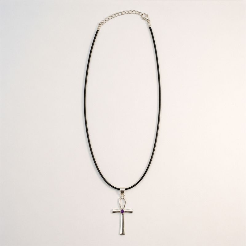 Indické duchovní přívěsky - stříbrně pokovené (45 cm šňůra) - Ankh symbol věčného života