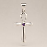 Indické duchovní přívěsky - stříbrně pokovené (45 cm šňůra) - Ankh symbol věčného života