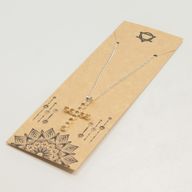 Indické modlitební přívěšky - postříbřené (řetízek 45 cm) - Citrínový kříž