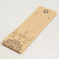 Indické modlitební přívěsky - postříbřené (řetízek 45 cm) - růžový křemenový kříž