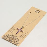 Indické modlitební přívěsky - postříbřený (řetízek 45 cm) - ametystový kříž