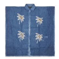 Nomad Sari v kolekci Med - Kaftan - Modrá s dekorací palmových stromů v zlaté a bílé barvě