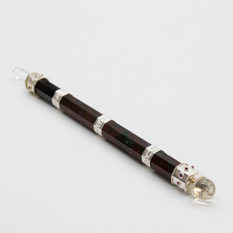 Hůlka Bloodroot Soverign - Extra dlouhá Fancy jaspis magická - Vršek krystalové koule - 26 cm