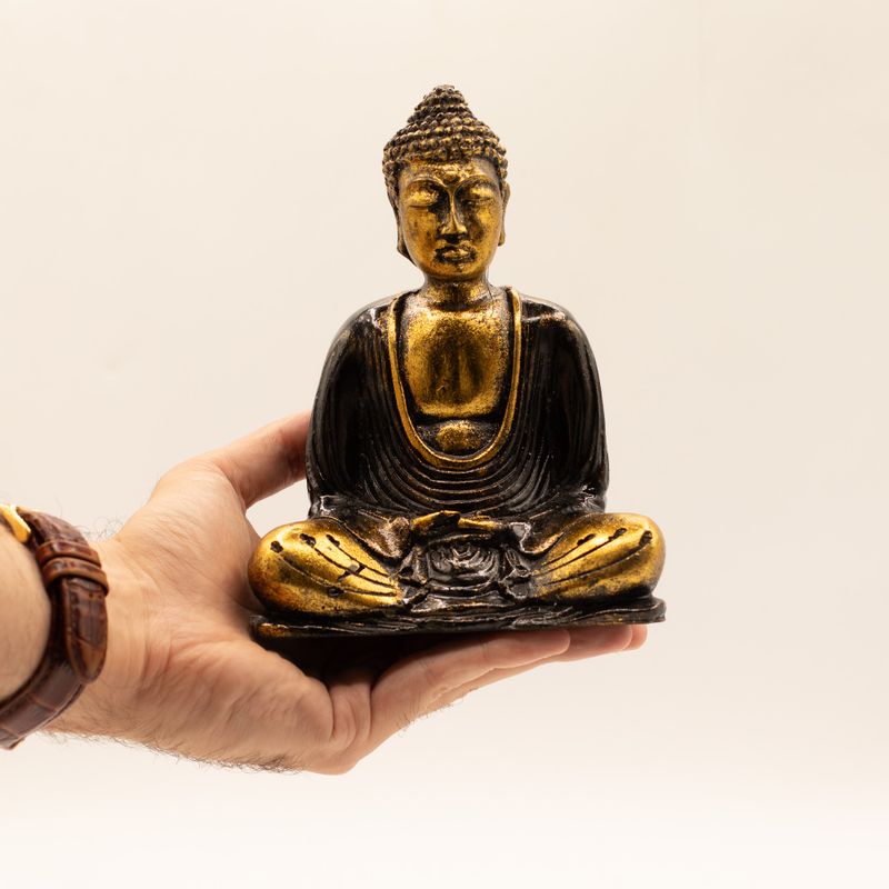 Buddha - černá a zlatá - střední
