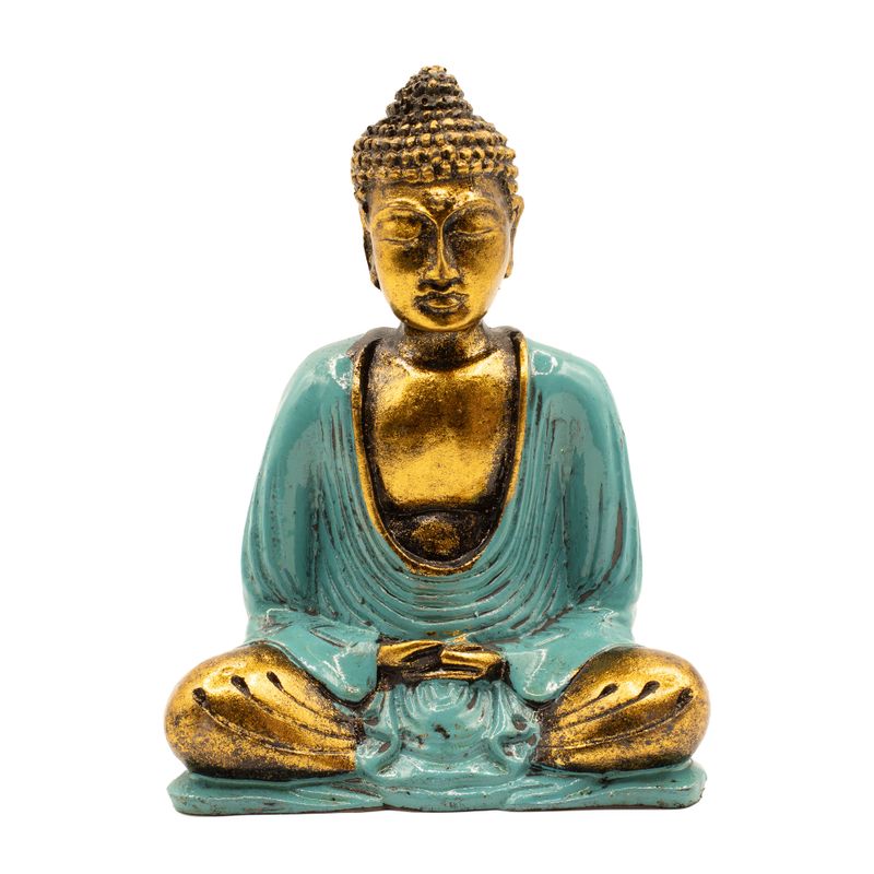 tyrkysově zelený a zlatý Buddha - Střední
