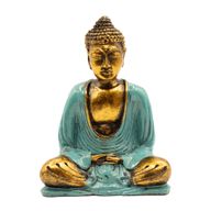 tyrkysově zelený a zlatý Buddha - Střední