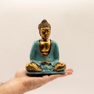 tyrkysově zelený a zlatý Buddha - Střední