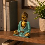 tyrkysově zelený a zlatý Buddha - Střední