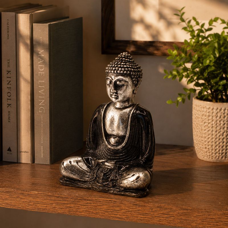 Černá a šedá Buddha - Střední