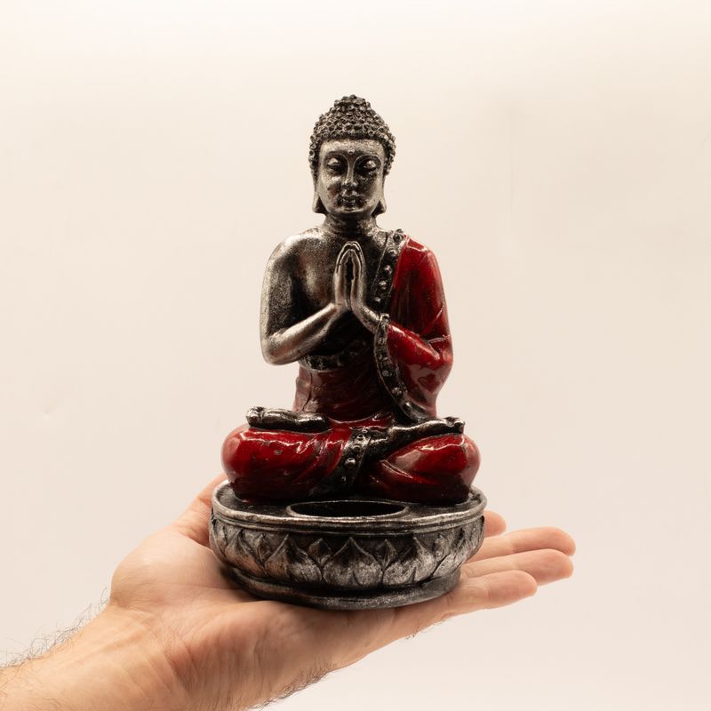 Buddha svícen - červený - střední