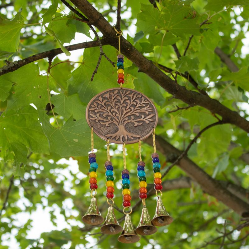 Indické zvonky - střední strom života - korálky čakry 5 zvonků - 10×36 cm