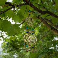Indické zvonky - mosazný Tri-Pentagram - 7 zvonů - 9,5×32 cm