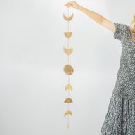 Indické zvony - mosazné fáze Měsíce Drop se zvonkem - 1m