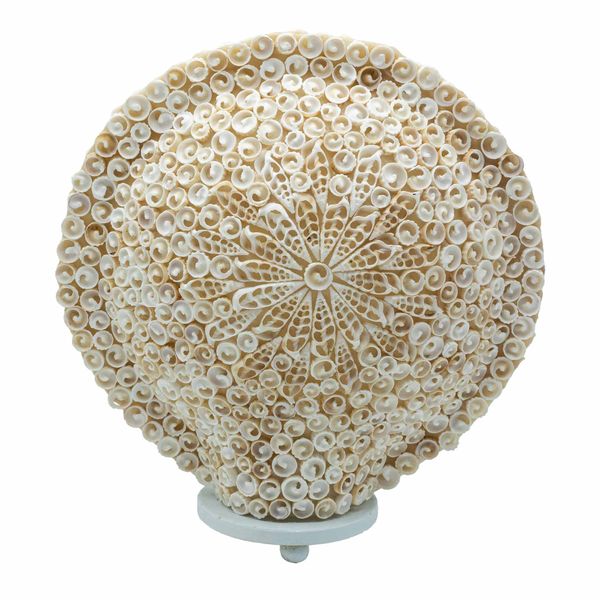 Boho Lampa z Mořských Muślí - Velká Vzorovaná Oválná - 30cm