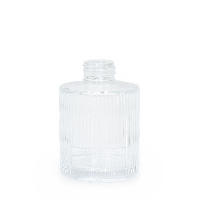 150ml kulatá ryhovaná lahvička na difuzér s rákosovými tyčinkami (hrdlo 28 mm) - čirá