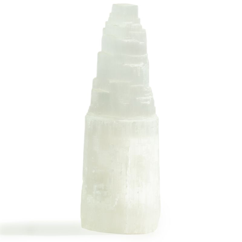 Přírodní selenitová věžová lampa - 25 cm