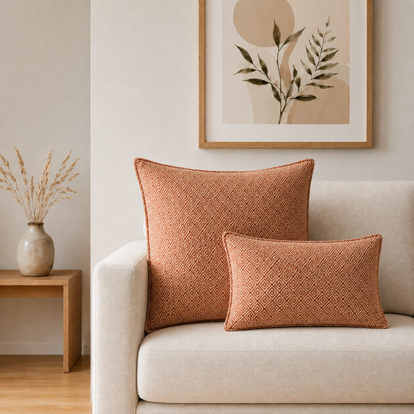 Klasický povlak na polštář - bordó čtverce - 30×50 cm - Dřevěný styl
