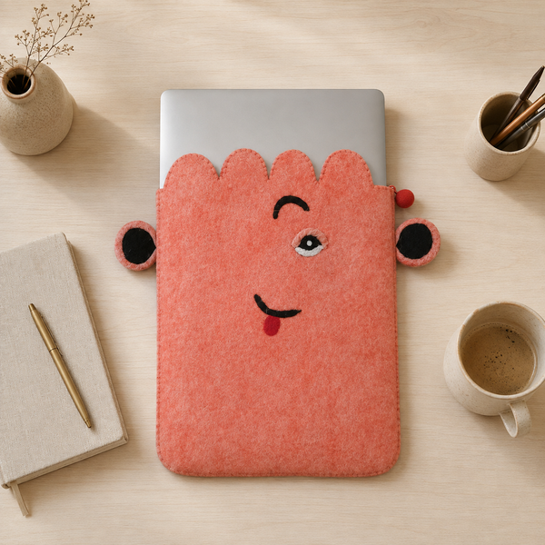 Plstěné pouzdro na notebook – růžová roztomilá tvář