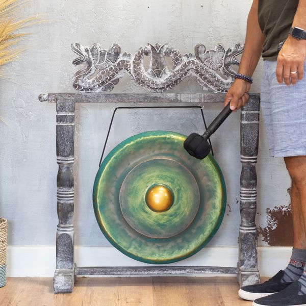Střední Gong se Stojanem - 50cm - Zelený