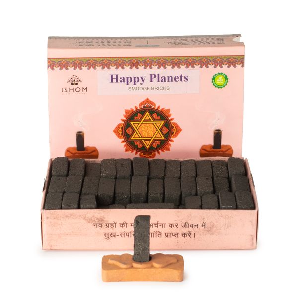 Balení 104 přírodních vonných dýmových cihel a hořáku - Happy Planets - Ritual Bricks