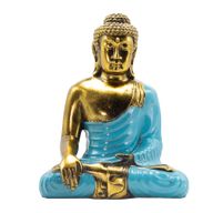 Buddha tyrkysově-zlatý - Extra velký 30 cm - Dotek Země (Osvícení)
