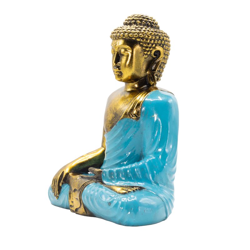 Buddha tyrkysově-zlatý - Extra velký 30 cm - Dotek Země (Osvícení)