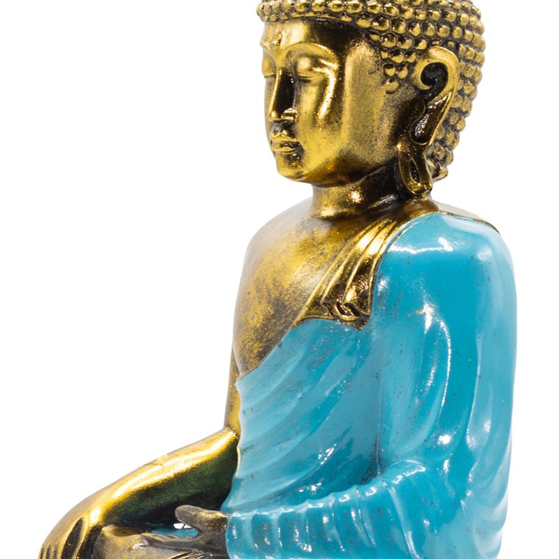 Buddha tyrkysově-zlatý - Extra velký 30 cm - Dotek Země (Osvícení)