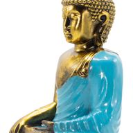 Buddha tyrkysově-zlatý - Extra velký 30 cm - Dotek Země (Osvícení)