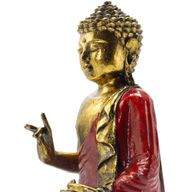 Červený a zlatý Buddha - extra velký 30 cm - Abhaya Mudra (Bez strachu)