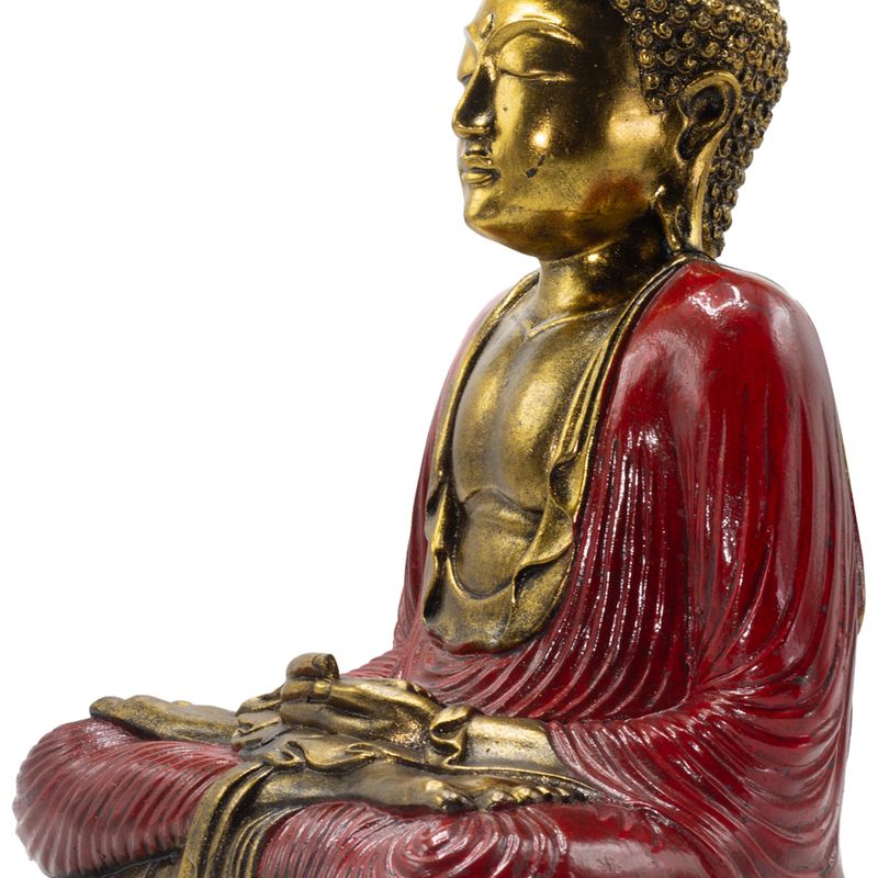 Červený a zlatý Buddha - Extra velký 40 cm - Duyana Mudra (Meditace)