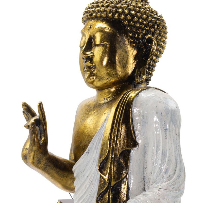 Bílý a zlatý Buddha - extra velký 40 cm - Abhaya mudra (bez strachu)