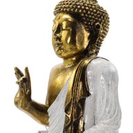 Bílý a zlatý Buddha - extra velký 40 cm - Abhaya mudra (bez strachu)