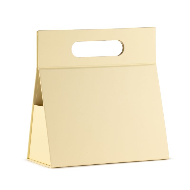 Dárková krabice v plochém balení - ruční box (20x10x20 cm) - slonovinová