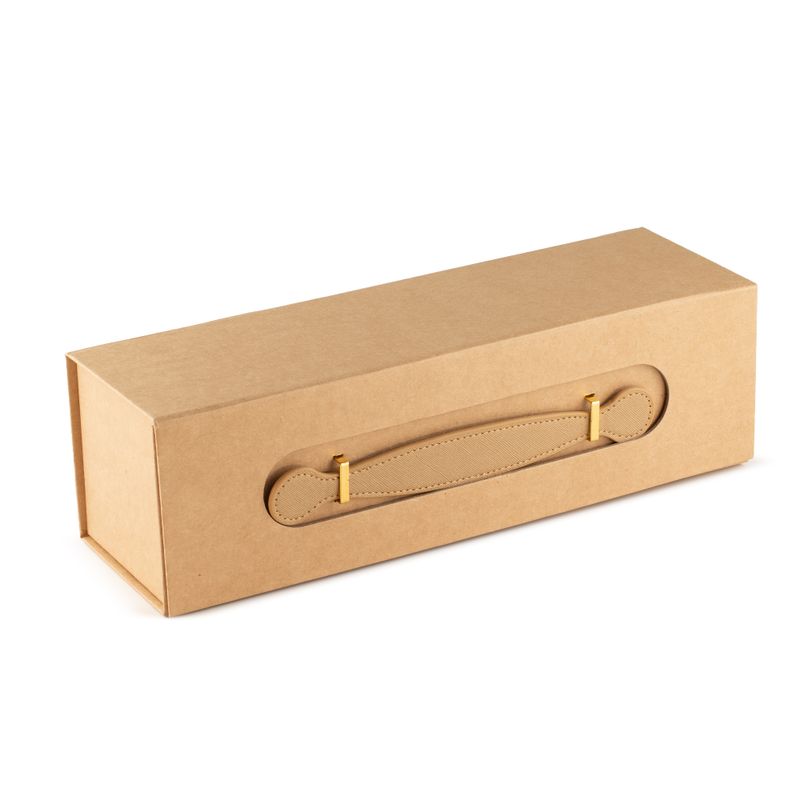 Skládaná dárková krabička - tvar krabičky na víno (33,5×10×10,5 cm) - Hnědý kraft