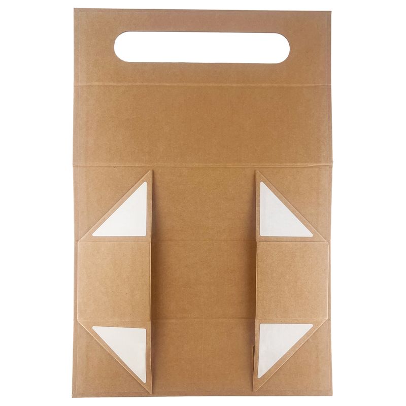 Skládaná dárková krabička - tvar krabičky na víno (33,5×10×10,5 cm) - Hnědý kraft