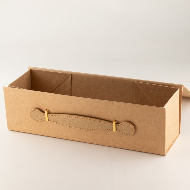 Skládaná dárková krabička - tvar krabičky na víno (33,5×10×10,5 cm) - Hnědý kraft