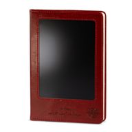 Záměrný zápisník - LCD wipe obrazovka - červený kožený efekt - mosazný list - 80 listů