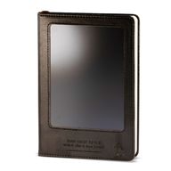 Sešit záměrů - LCD otírací obrazovka - černý kožený efekt - mosazný list - 80 stran